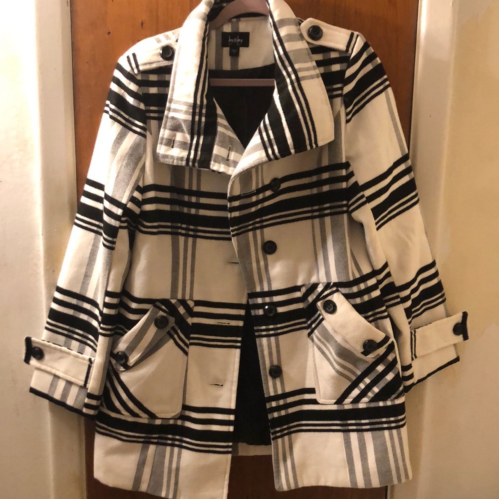 By & By Plaid Pea Coat